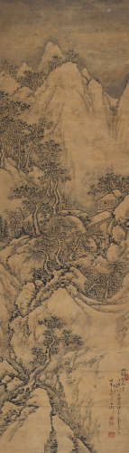 钱恕 丁亥（1767）年作 山居松雪图 立轴 设色纸本