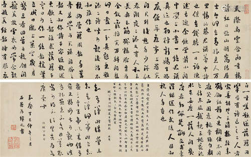 刘墉（古） 丁巳（1797年）作 临天际乌云帖 手卷 水墨纸本