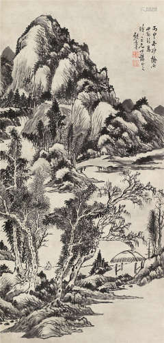 熊景星 丙申（1856）年作 拟沈周山水 立轴 水墨纸本