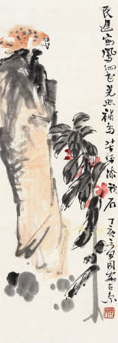 李苦禅等 丁亥（1947年）作 花鸟 镜片 设色纸本