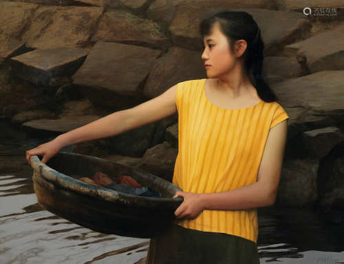 沈汉武 1996年作 黄衣少女 布面 油画