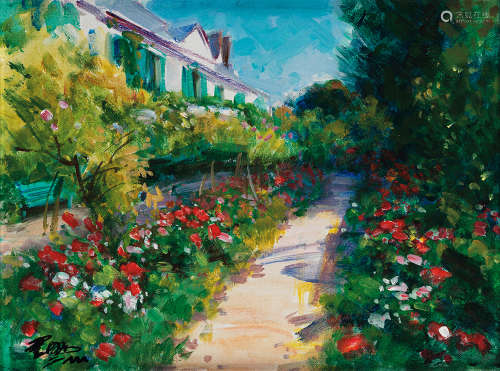 李金明 2014年作 莫奈花园的小路 布面 油画