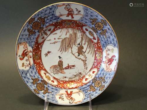 ANTIQUE Chinese Imari Plate with figurines 