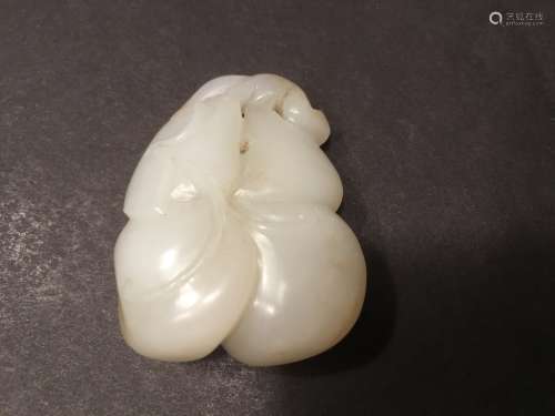 ANTIQUE Large Chinese White Jade Pendent with double Gourd carvings, 18th Century, 2