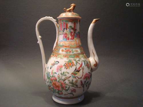 ANTIQUE Chinese Rose Medallion Teapot, early 19th C