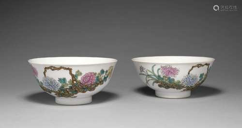 PAIRE DE BOLS EN   PORCELAINE POLYCHROME, CHINE, DYNASTIE QING, MARQUE ET ÉPOQUE GUANGXU   (1875-1908)