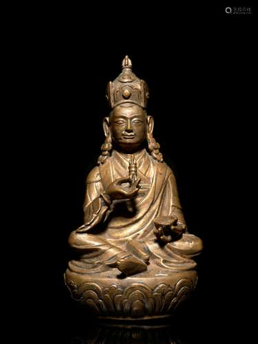 STATUETTE DE   PADMASAMBHAVA EN BRONZE, MONGOLIE, XIXe SIÈCLE 