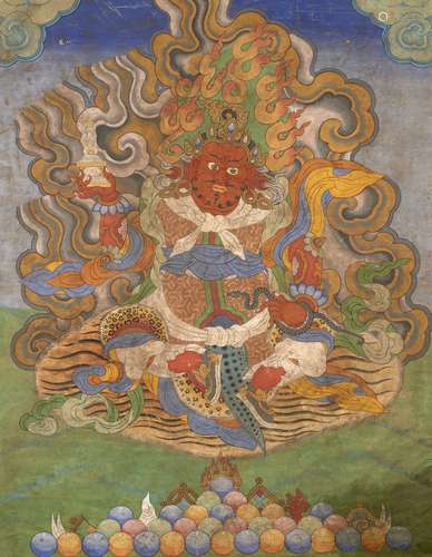 THANGKA DE   VIRUPAKSHA ENCADRÉE, TIBET, DÉBUT DU XXe SIÈCLE 