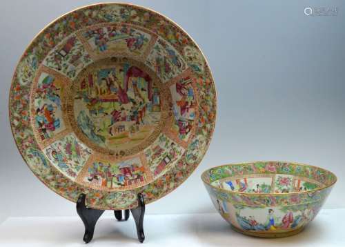 Tow 19th C. Chinese Rose Medallion Porcelain Items