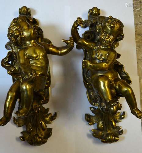 Pair of Gilt Bronze Wall Decoration