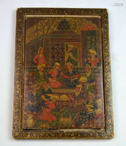 Rare 19th C. Khajar Painted Mirror Lacquer Case