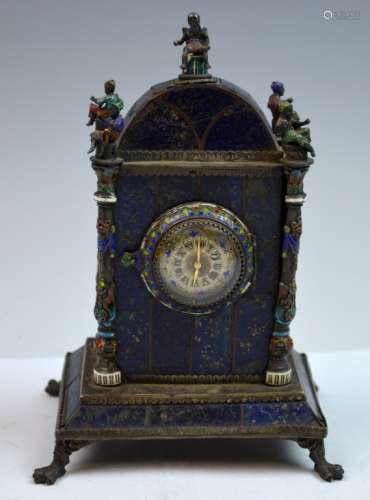 Antique Viennese Enamel on Silver Clock