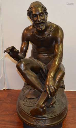 Bronze Statue of Seated Old Man