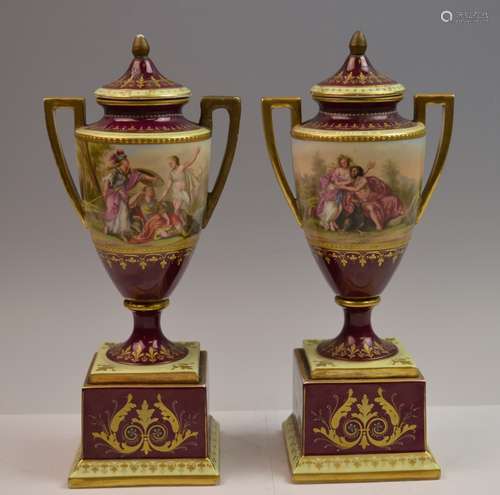 Pair of Royal Vienna Porcelain Vases