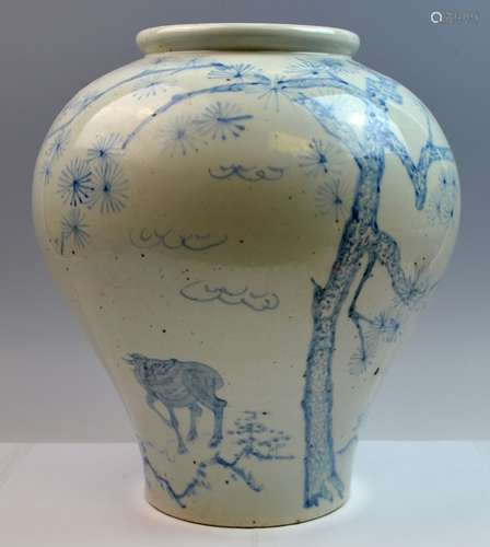 One Korean Blue and White Porcelain Jar