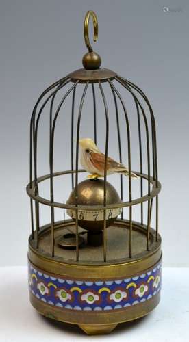 Bronze & Enamel Bird Cage Clock