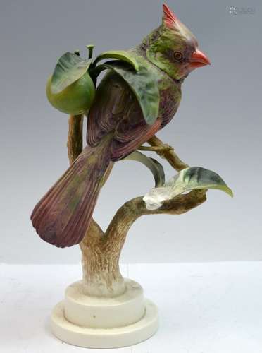 Porcelain Statue of Bird Standing on the Tree