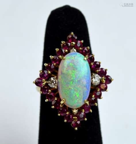 Opal & Ruby Gold Ring