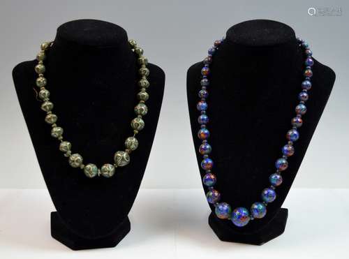 Two Chinese Beaded Cloisonne Necklaces