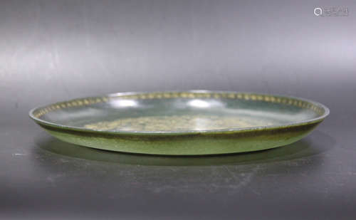 Chinese Carved Hetian Spanish Jade Dish