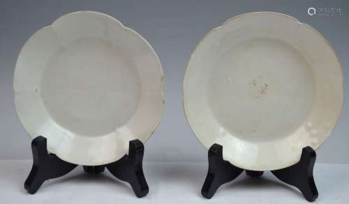 2 Chinese Song Dynasty Ding Ware Porcelain Plates