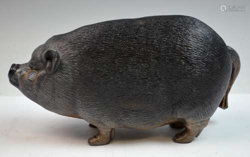 Fat Pig Porcelain Statue with Signature