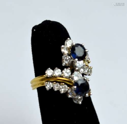 18 K Gold Diamond & Sapphire Ring