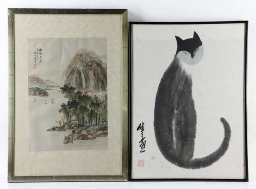 Two Chinese Watercolor Paintings on Paper