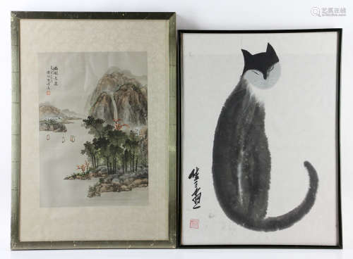 Two Chinese Watercolor Paintings on Paper