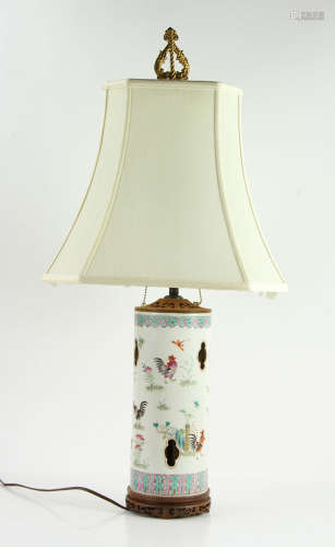 Chinese Famille Rose Hat Stand Vase/Lamp