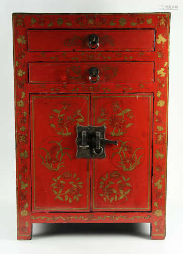 Small 19th C. Chinese Lacquered Cabinet