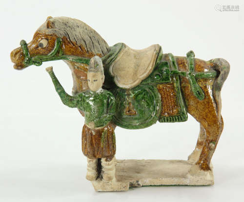 Chinese Ming Dynasty Glaze Horse with Groom