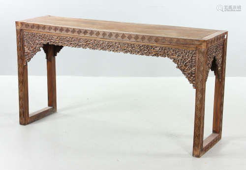Chinese Carved Rosewood Scroll Table