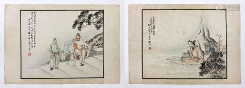 Two Chinese Watercolor Paintings on Paper