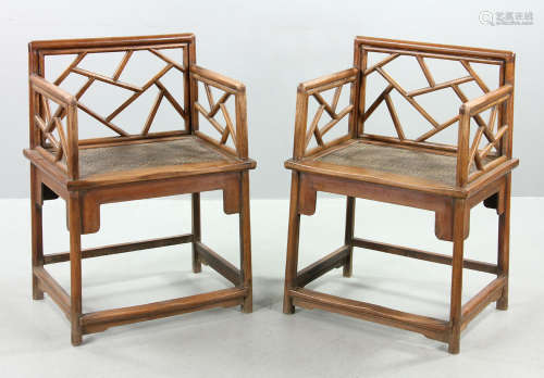 Two Chinese Rosewood Armchairs