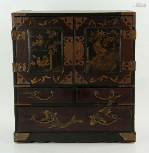 Chinese Black Lacquered Small Chest