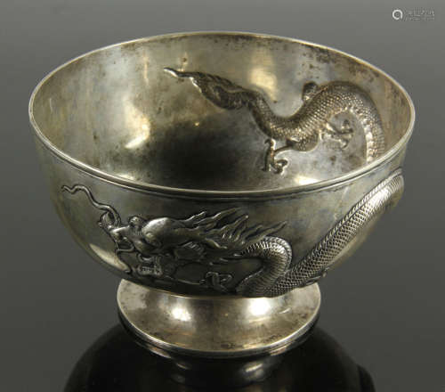 Chinese 1936 Export Silver Dragon Bowl