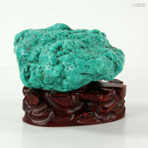 Chinese Scholars' Turquoise Rock on Stand