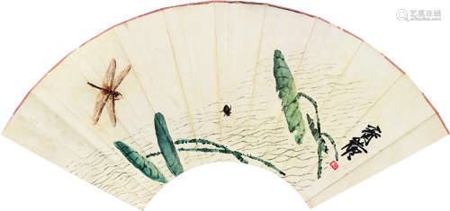 齐白石（1864～1957）荷塘草虫