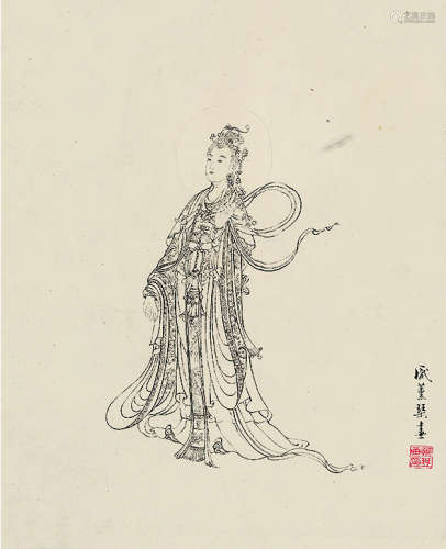 庞熏琴（1906～1985）白描观音