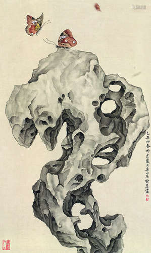 喻慧（1960～）湖石双蝶
