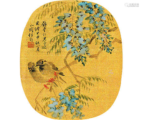 任伯年（1840～1896）紫藤双雀图