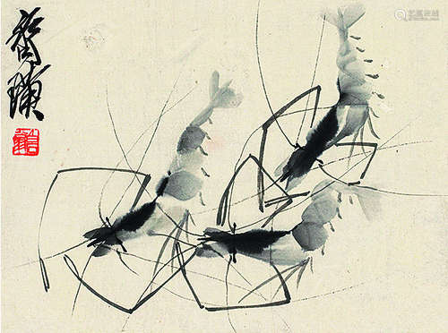 齐白石（1864～1957）虾趣