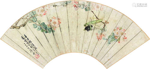 居廉（1828～1904）花鸟扇面