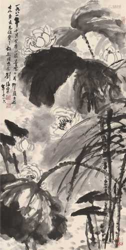刘海粟 1981年作 泼墨白荷 立轴 水墨纸本