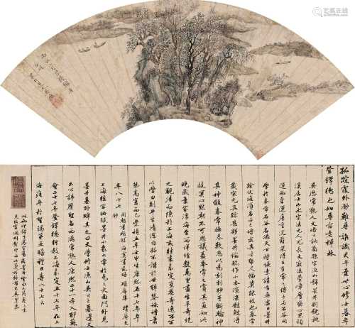 吴历 丙辰（1676）年作 毘陵归舟图 扇面 设色纸本