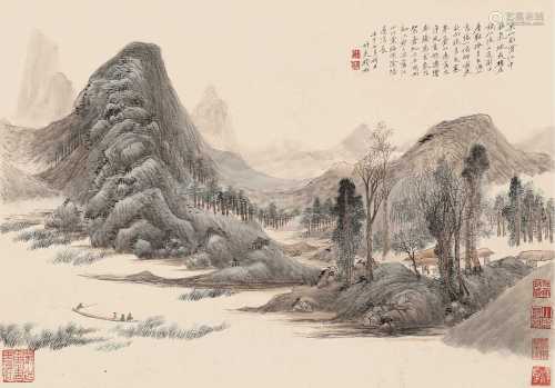 钱杜 壬午（1822）年作 平湖秋林 镜片 设色纸本