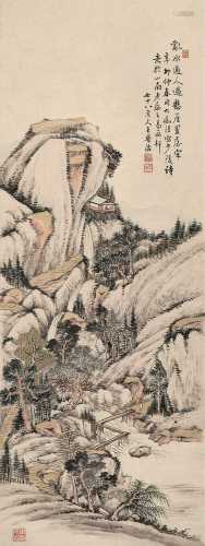 王学浩 辛卯（1831）年作 少陵诗意图 立轴 设色纸本