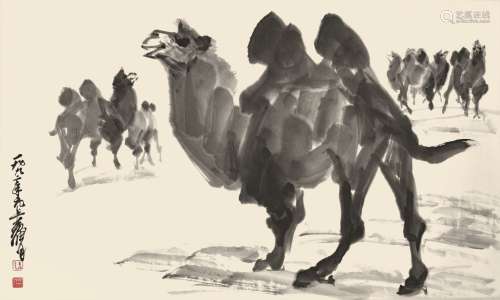 黄胄 骆驼 纸本镜片