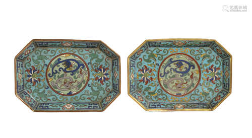 A pair of cloisonné enamel dishes 19th century